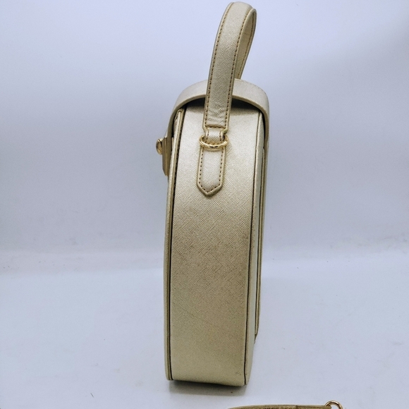 Snob Essentials Vintage Round Treasure Crossbody Gold Handbag - Picture 5 of 15